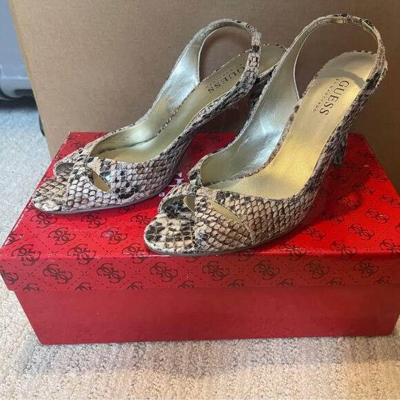 Guess Size 6.5 Women’s Snakeskin Heels - Picture 1 of 4
